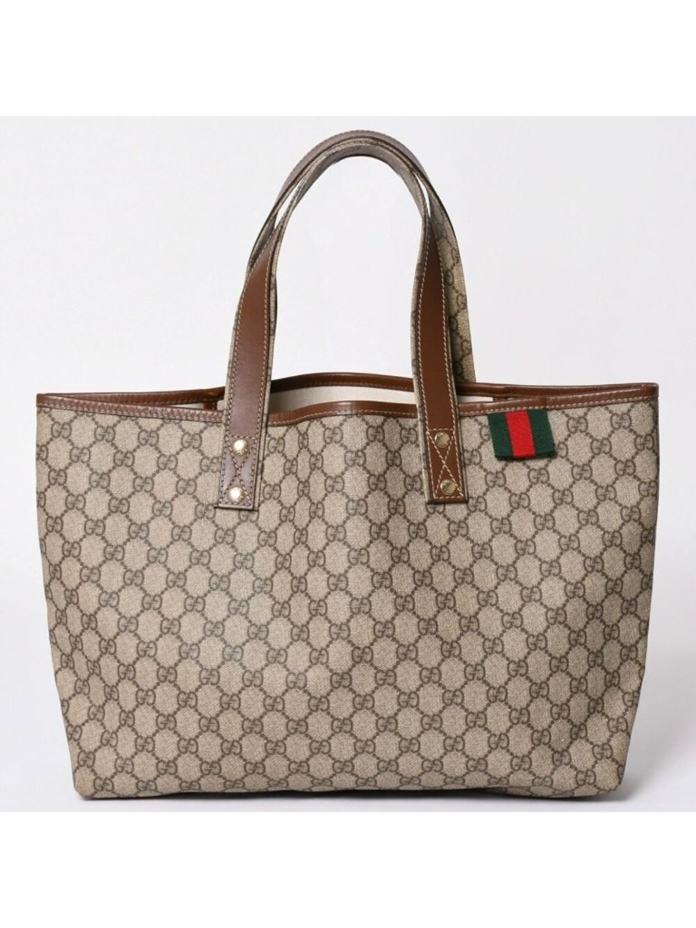Gucci Guuci Tote Bag GG Canvas Brown Beige Gold